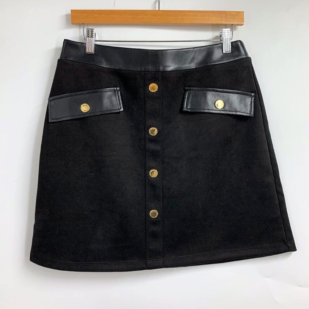 Marc New York Women's A Line Gold Buttons Trim Mini Skirt Size S NWT